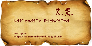 Kázmér Richárd névjegykártya